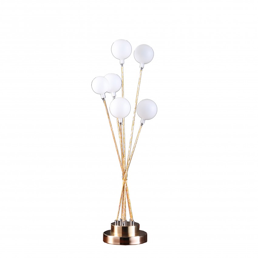 Acrylic Globe Aluminun Led Chrysanthe Yellow Gold Metal Table Lamp 27.5"