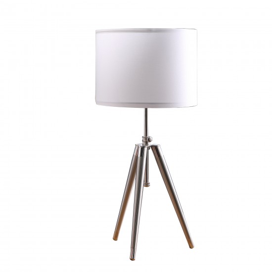 Mid-Century Adjustable Tripod Chrome/Silver Metal Table Lamp 29.25