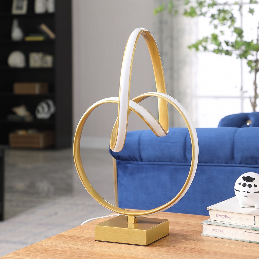 Abstract Infinity Matte Gold Modern Table Lamp 19"