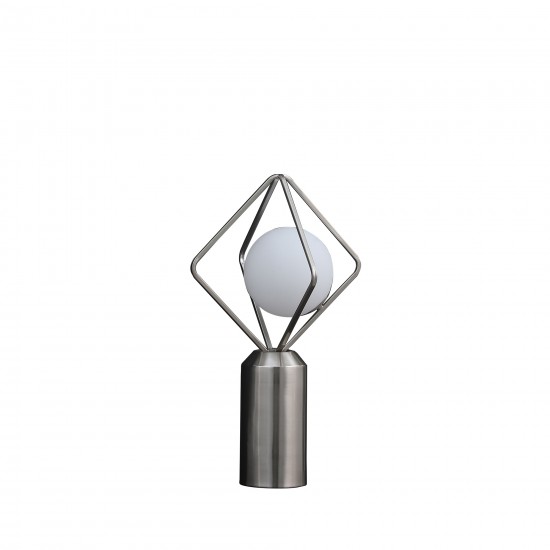 Ernst Modern Monoclinic Pendeloque Silver Metal Table Lamp 19.5