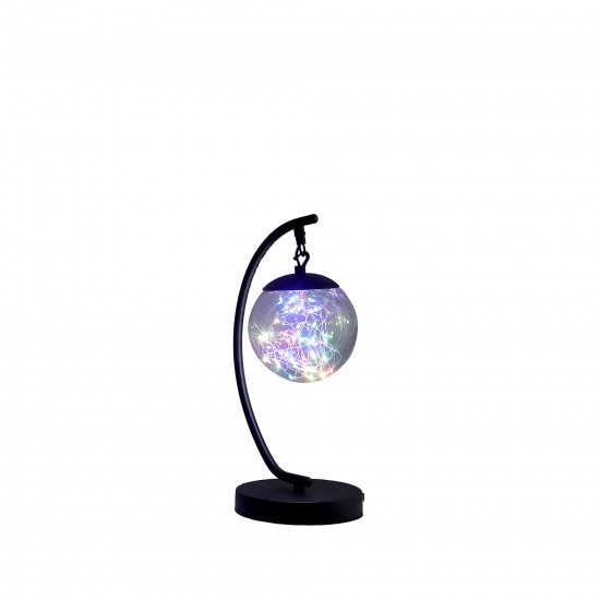 Pendulum Multi-Colored Led Glass Orb Black Metal Table Lamp W/ Usb Port 14