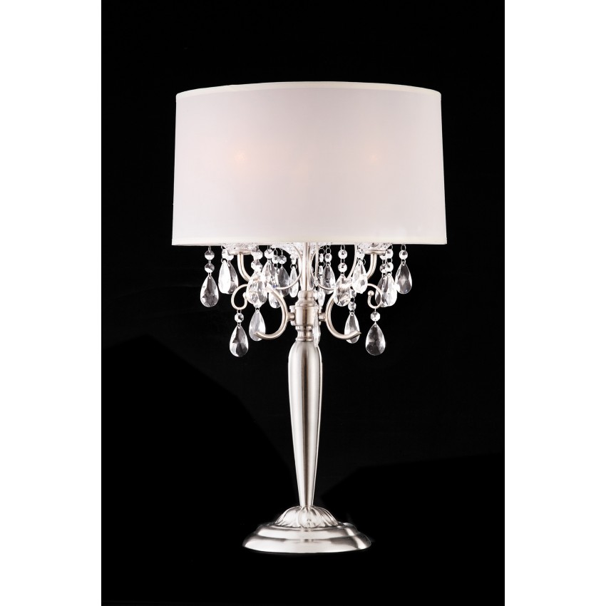 Brush Silver 3-Lights Candelabra Crystal Table Lamp 29.5"