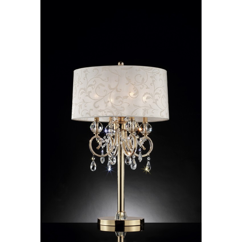 Aurora Barocco Shade Crystal Gold Table Lamp 32.5"