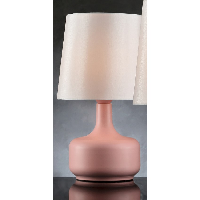 Cheru Powder Pink Mid-Century Modern Touch On Metal Table Lamp 17.25"