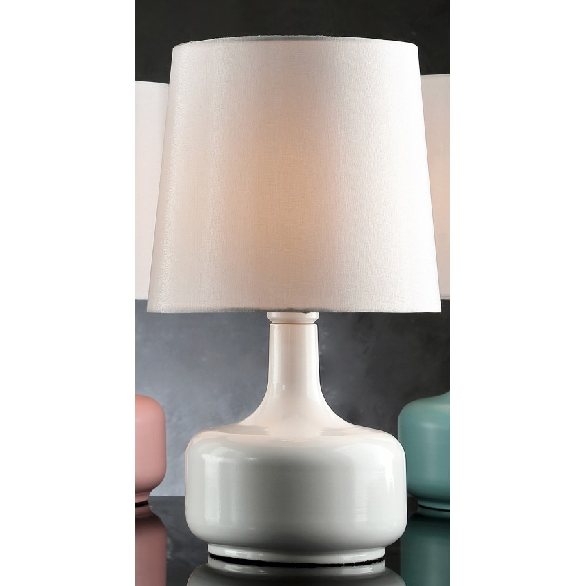 Cheru Powder White Mid-Century Modern Touch On Metal Table Lamp 17.25"