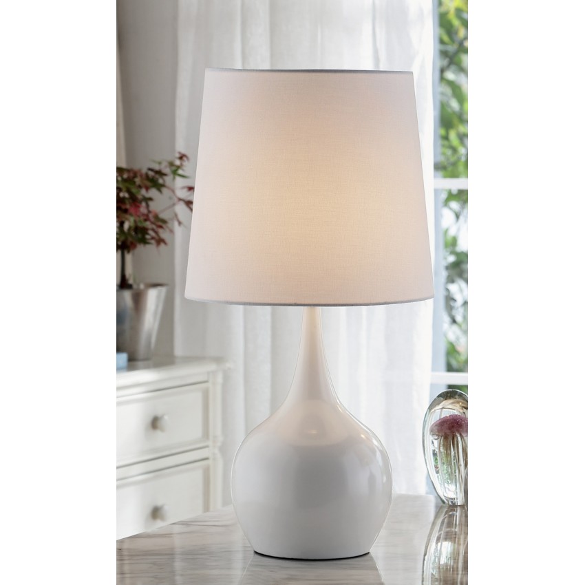 Niyor Powder White Mid-Century Modern Touch On Metal Table Lamp 23.5"