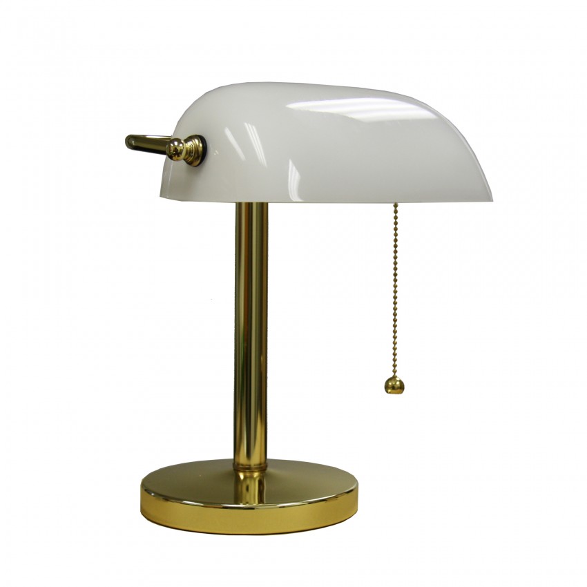 White Bankers Lamp 12.5"
