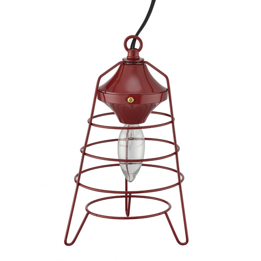 Red Camp Lantern Table Lamp 9.5"