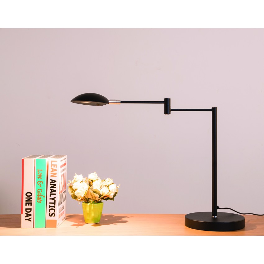 Luna Led Swing Arm Satin Black Desk Lamp 15.75"